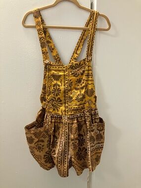 Free People Palm Bay Printed Shortalls Cotton Romper Shorts Dessert Combo Sz XS